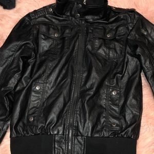 Black faux leather jacket by outer edge